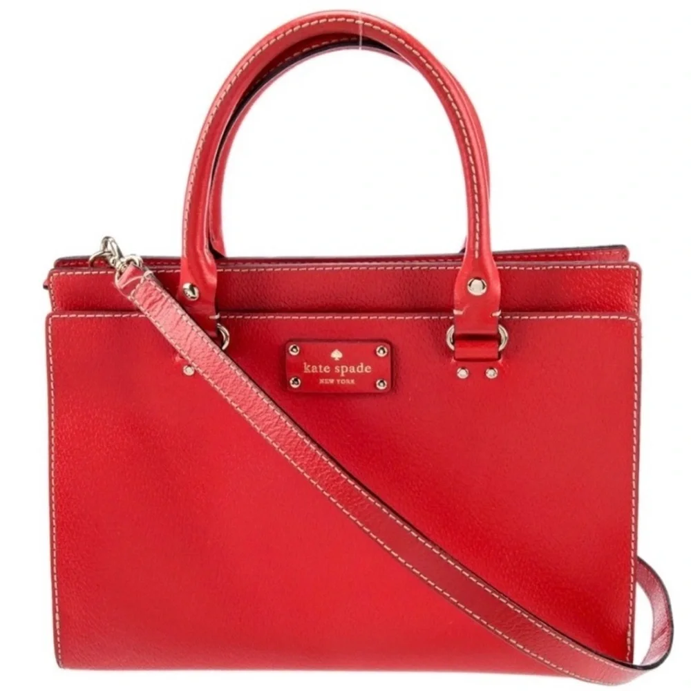 Kate Spade Wellsey Vibrant Red Leather Satchel NWOT